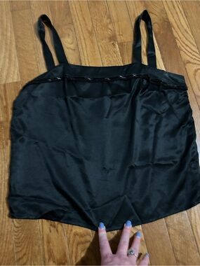 Like New! Vintage Oleg Cassini Black Tie II 100% Silk Embellished Dress Top Sz 8